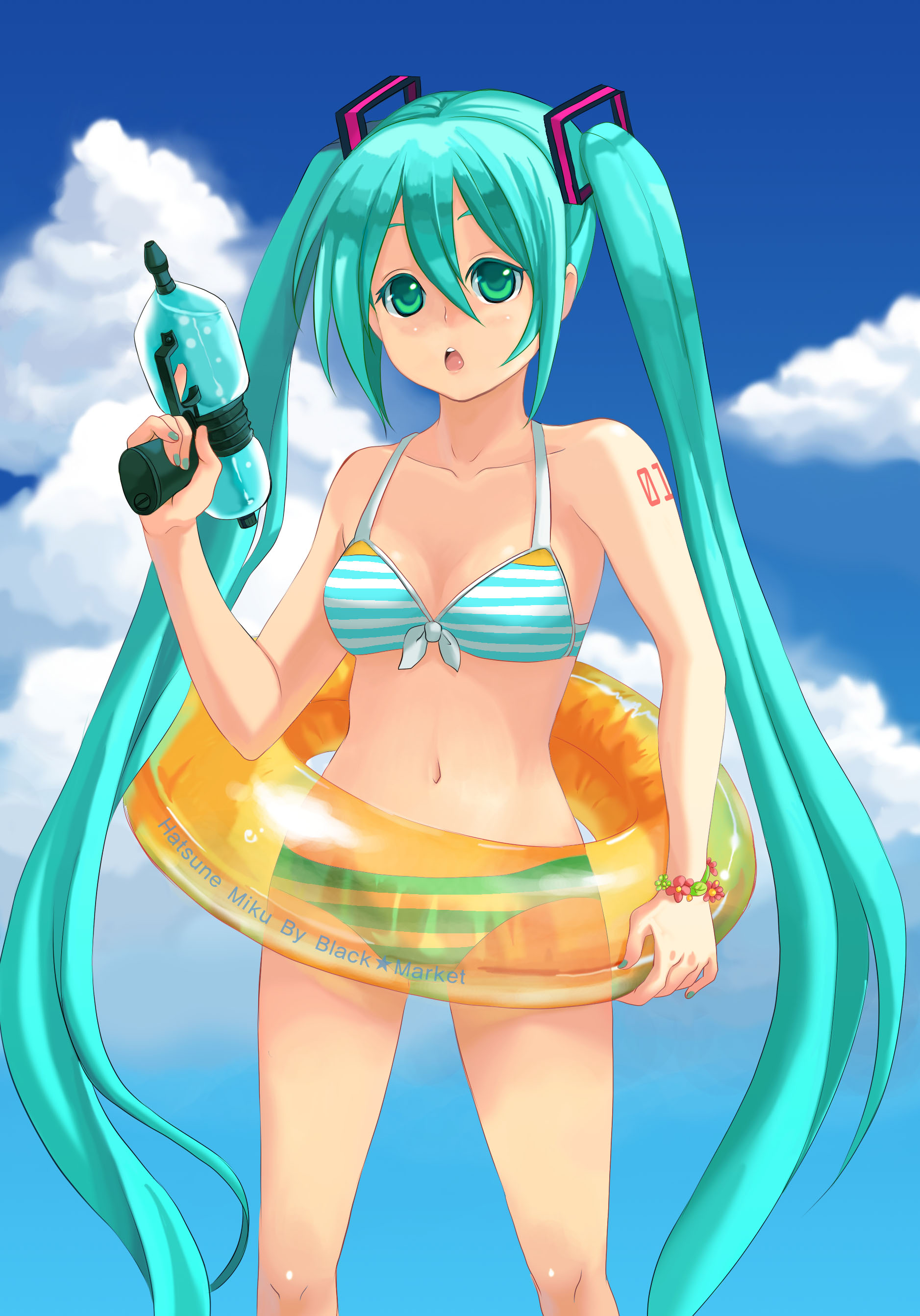 Blue Peia Vocaloid Hatsune Miku Bikini Gun Swimsuits Yande Re